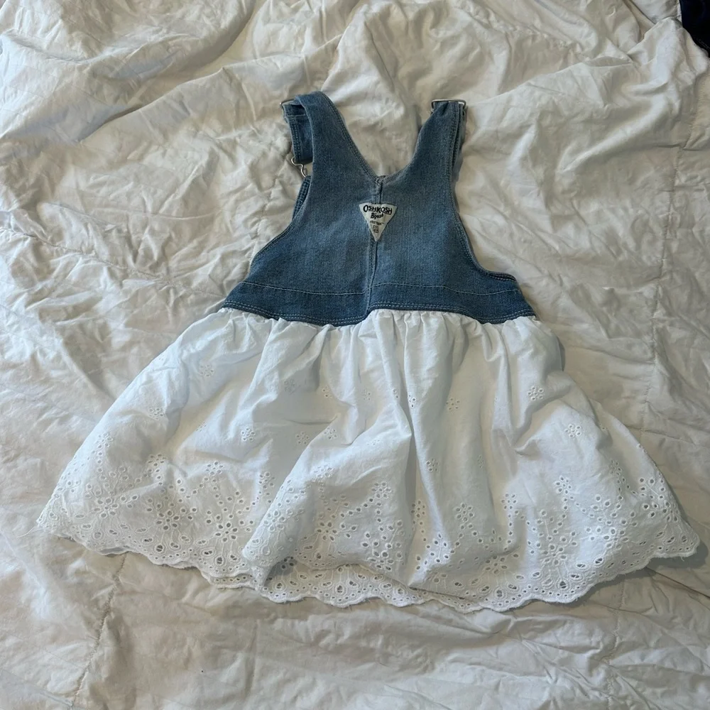 OshKosh B’Gosh Toddler Denim & White Eyelet Overall Dress